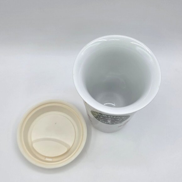 STARBUCKS 2010 Collectible Red Snowflakes Holiday Travel Tumbler Mug Rubber Lid - Picture 7 of 10